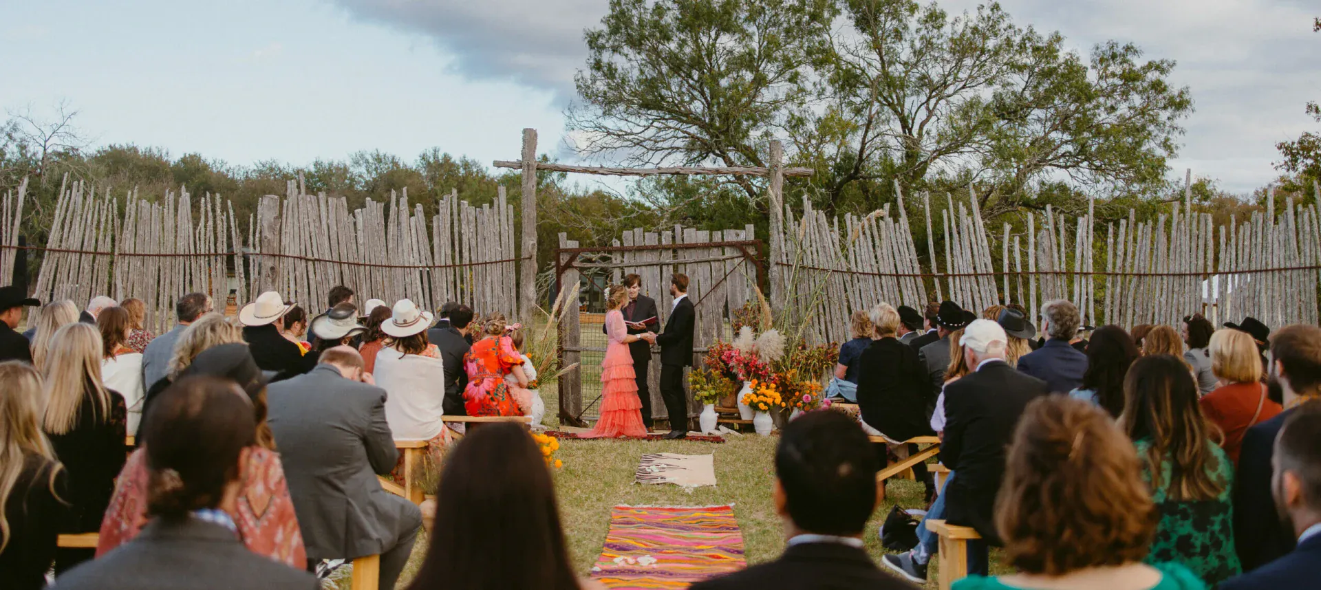 Guests gathered for an outdoor wedding ceremony at Rancho Moonrise